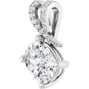 10K White Gold 9x7 mm Elongated Cushion Pendant Mounting – image 3