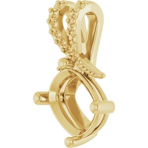 18K Yellow Gold 9x7 mm Elongated Cushion Pendant Mounting – image 4