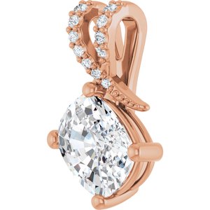 10K Rose Gold 9x7 mm Elongated Cushion Pendant Mounting – image 3