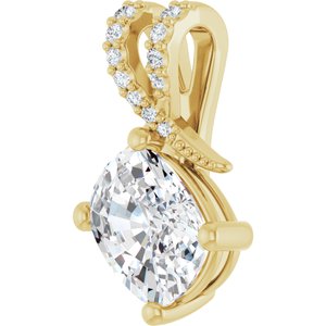 14K Yellow Gold 9x7 mm Elongated Cushion Pendant Mounting – image 3