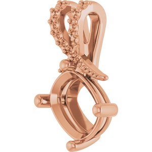 14K Rose Gold 9x7 mm Elongated Cushion Pendant Mounting – image 4