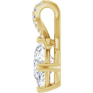 14K Yellow Gold 9x7 mm Elongated Cushion Pendant Mounting – image 5