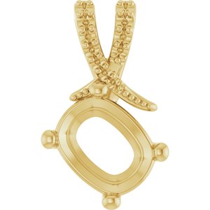 14K Yellow Gold 9x7 mm Elongated Cushion Pendant Mounting – image 2