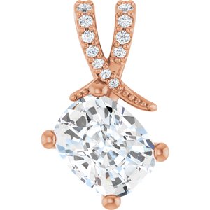 10K Rose Gold 9x7 mm Elongated Cushion Pendant Mounting
