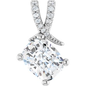 10K White Gold 9x7 mm Elongated Cushion Pendant Mounting