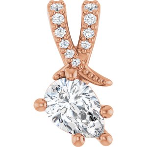18K Rose Gold 6.5x4.5 mm Pear Pendant Mounting
