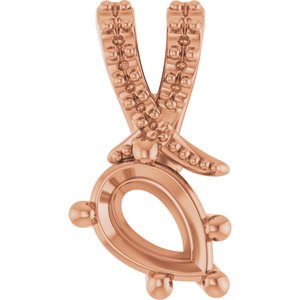 14K Rose Gold 6.5x4.5 mm Pear Pendant Mounting – image 2