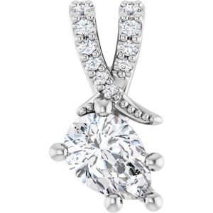 14K X1 White Gold 6.5x4.5 mm Pear Pendant Mounting