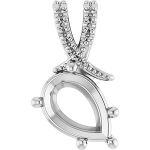 Sterling Silver 10x7 mm Pear Pendant Mounting – image 2