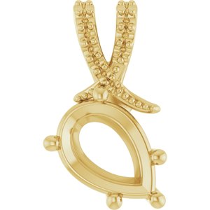 10K Yellow Gold 10x7 mm Pear Pendant Mounting – image 2