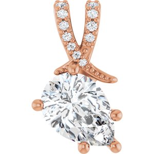 14K Rose Gold 10x7 mm Pear Pendant Mounting