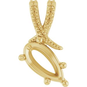 14K Yellow Gold 10.5x5.5 mm Pear Pendant Mounting – image 2