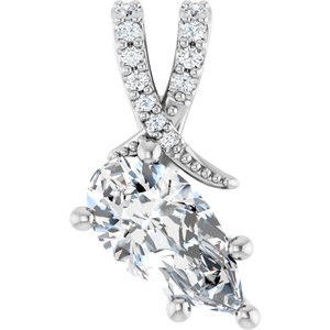 14K X1 White Gold 10.5x5.5 mm Pear Pendant Mounting