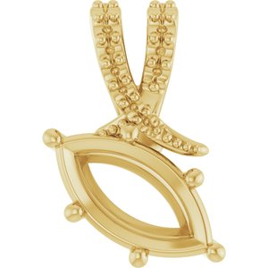 18K Yellow Gold 10.5x5.5 mm Marquise Pendant Mounting – image 2