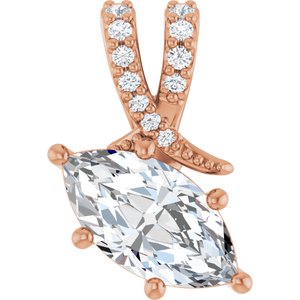 18K Rose Gold 10.5x5.5 mm Marquise Pendant Mounting