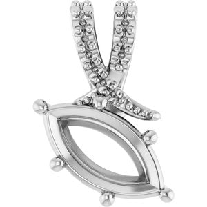 10K White Gold 10.5x5.5 mm Marquise Pendant Mounting – image 2