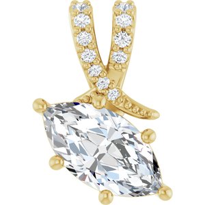 14K Yellow Gold 10.5x5.5 mm Marquise Pendant Mounting