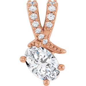 14K Rose Gold 6x4 mm Oval Pendant Mounting