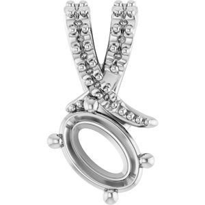 14K X1 White Gold 6x4 mm Oval Pendant Mounting – image 2