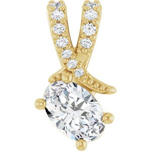 14K Yellow Gold 6x4 mm Oval Pendant Mounting