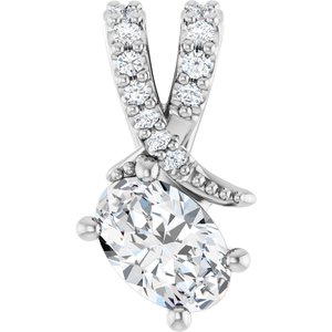 14K White Gold 6x4 mm Oval Pendant Mounting