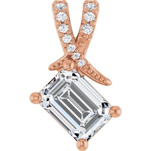 14K Rose Gold 7x5 mm Emerald Pendant Mounting
