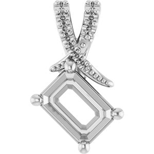 18K White Gold 7x5 mm Emerald Pendant Mounting – image 2