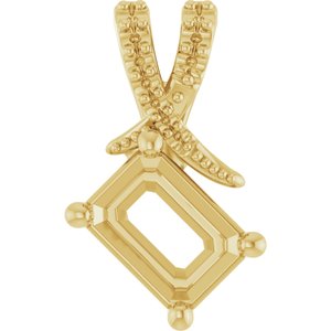 10K Yellow Gold 7x5 mm Emerald Pendant Mounting – image 2
