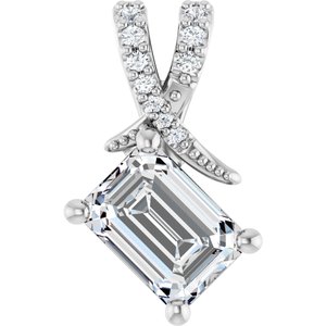 Sterling Silver 7x5 mm Emerald Pendant Mounting