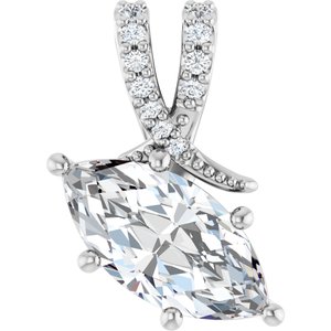 10K White Gold 12x6 mm Marquise Pendant Mounting