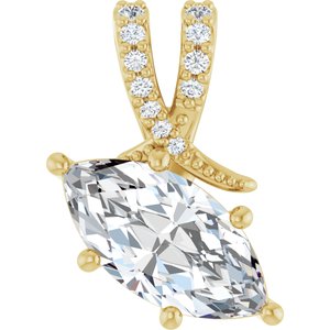 10K Yellow Gold 12x6 mm Marquise Pendant Mounting
