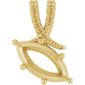 10K Yellow Gold 12x6 mm Marquise Pendant Mounting – image 2