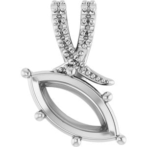 14K White Gold 12x6 mm Marquise Pendant Mounting – image 2