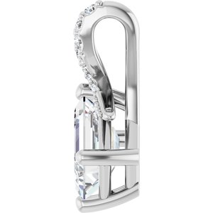 14K White Gold 7x5 mm Emerald Pendant Mounting – image 5