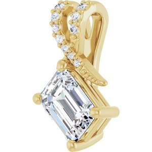 14K Yellow Gold 7x5 mm Emerald Pendant Mounting – image 3