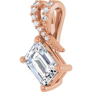 18K Rose Gold 7x5 mm Emerald Pendant Mounting – image 3