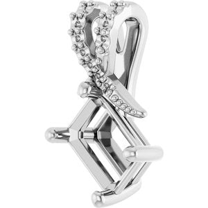 14K X1 White Gold 7x5 mm Emerald Pendant Mounting – image 4