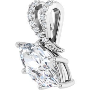 10K White Gold 12x6 mm Marquise Pendant Mounting – image 3