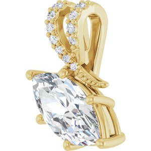 18K Yellow Gold 12x6 mm Marquise Pendant Mounting – image 3
