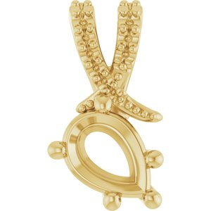 14K Yellow Gold 7x5 mm Pear Pendant Mounting – image 2