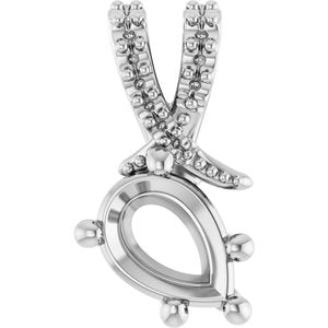 18K White Gold 7x5 mm Pear Pendant Mounting – image 2