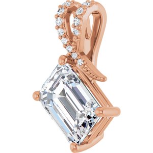 10K Rose Gold 10x7 mm Emerald Pendant Mounting – image 3