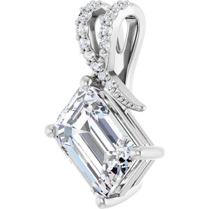 10K White Gold 10x7 mm Emerald Pendant Mounting – image 3