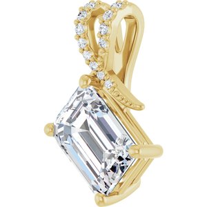 14K Yellow Gold 10x7 mm Emerald Pendant Mounting – image 3