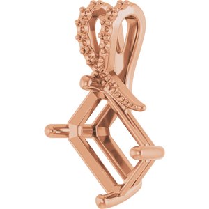 10K Rose Gold 10x7 mm Emerald Pendant Mounting – image 4