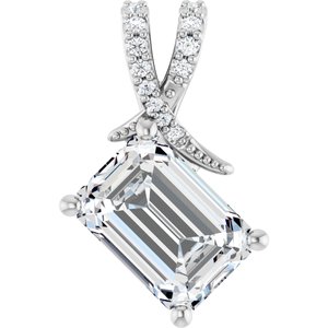 10K White Gold 10x7 mm Emerald Pendant Mounting