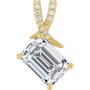 18K Yellow Gold 10x7 mm Emerald Pendant Mounting