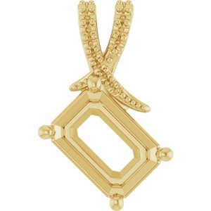 10K Yellow Gold 10x7 mm Emerald Pendant Mounting – image 2