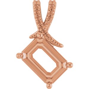 14K Rose Gold 10x7 mm Emerald Pendant Mounting – image 2