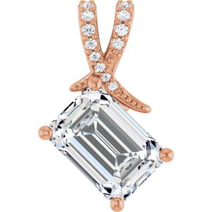 18K Rose Gold 10x7 mm Emerald Pendant Mounting